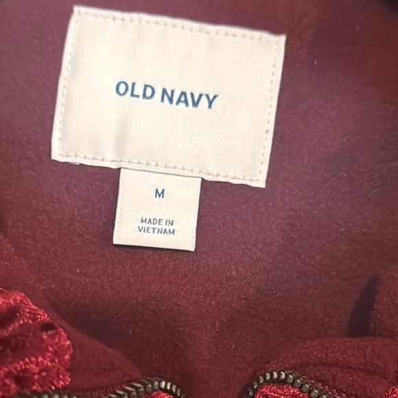 Old Navy Quilted Velvet Burgundy Puffer Jacket - Picture 3 of 3
